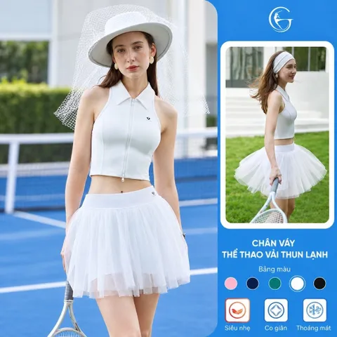 Chân váy tutu GARNET nữ thể thao tennis vải thun lạnh co giãn, siêu nhẹ thoáng mát, dáng xòe bồng