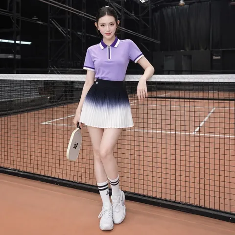 Set thể thao nữ COSLEAF thun lạnh áo polo phối chân váy xếp ly chơi pickleball tennis thoáng mát
