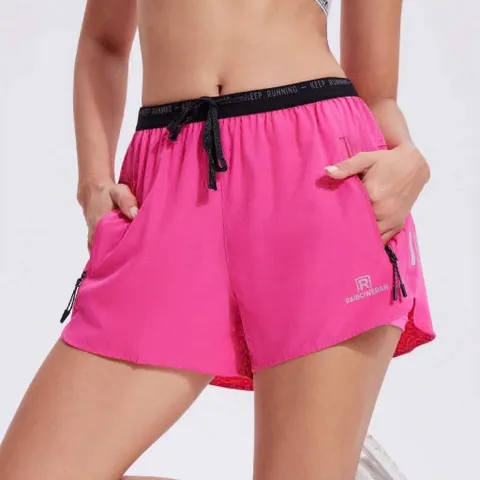 Quần short thể thao nữ vải gió 2 lớp có quần bảo hộ, túi khóa kéo, chạy bộ tập gym thoáng mát