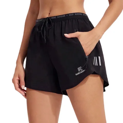 Quần short thể thao nữ vải gió 2 lớp có quần bảo hộ, túi khóa kéo, chạy bộ tập gym thoáng mát