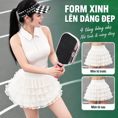 Chân váy thể thao nữ GARNET 4 tầng xếp ly co giãn thoáng mát, phù hợp tennis golf nhiều màu