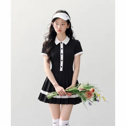 Váy tennis nữ Garnet cổ polo dáng xòe xếp ly, phong cách tiểu thư thể thao trẻ trung 4 màu