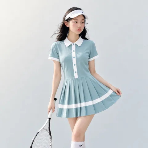 Váy tennis nữ Garnet cổ polo dáng xòe xếp ly, phong cách tiểu thư thể thao trẻ trung 4 màu