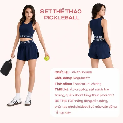 Set đồ thể thao nữ thun lạnh áo croptop ba lỗ kèm đệm mút phối quần short cạp chun co giãn thoáng mát