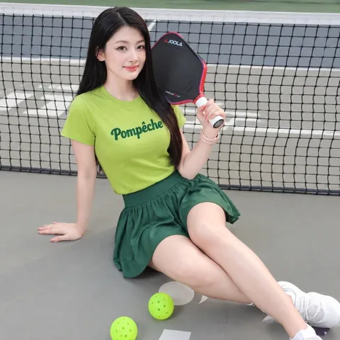 Bộ đồ thể thao nữ GARNET áo thun tay ngắn chân váy tennis vải cotton lạnh thoáng mát 4 màu