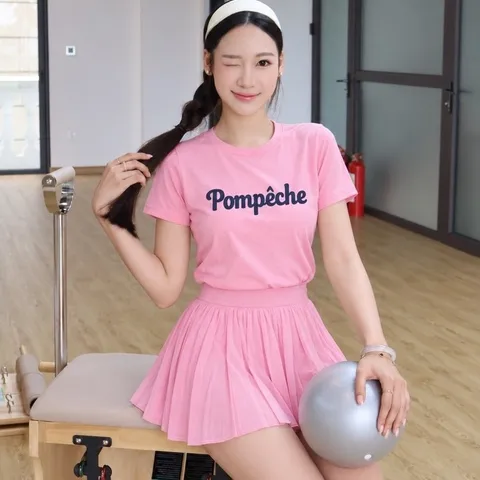 Bộ đồ thể thao nữ GARNET áo thun tay ngắn chân váy tennis vải cotton lạnh thoáng mát 4 màu