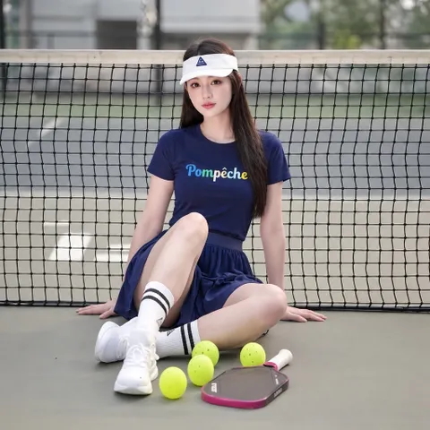 Bộ đồ thể thao nữ GARNET áo thun tay ngắn chân váy tennis vải cotton lạnh thoáng mát 4 màu