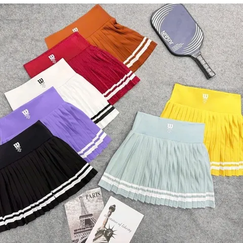 Set thể thao nữ dài tay GARNET thun lạnh co giãn, áo cổ tròn phối chân váy xếp ly phong cách tennis