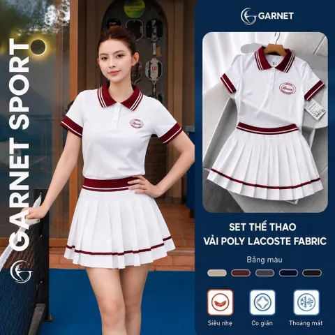 [GARNET] SET THỂ THAO NỮ POLO CHÂN VÁY XẾP LY - Vải Poly Fabric Độ Bền Màu Cao, Chống Nhăn, Giữ form, Thoáng Mát