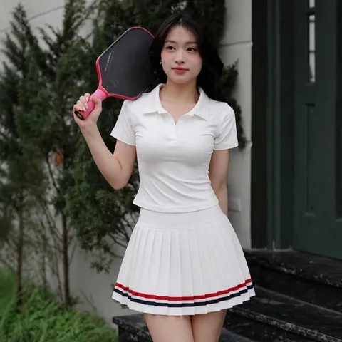 Chân Váy Thể Thao Nữ Xếp Ly Cạp Cao Có Quần Bảo Hộ, Váy Tennis Pickleball Co Giãn Thoáng Mát GARNET