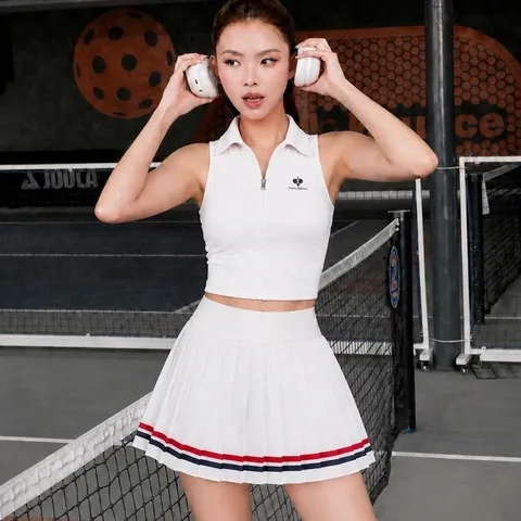 Chân Váy Thể Thao Nữ Xếp Ly Cạp Cao Có Quần Bảo Hộ, Váy Tennis Pickleball Co Giãn Thoáng Mát GARNET
