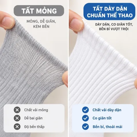 Tất thể thao nữ màu trắng nhiều kiểu, co giãn thoáng khí, êm chân dùng tập gym chạy bộ tennis