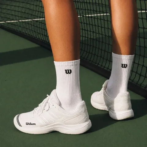 Tất thể thao nữ màu trắng nhiều kiểu, co giãn thoáng khí, êm chân dùng tập gym chạy bộ tennis