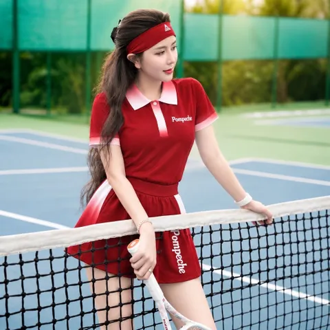 Bộ đồ thể thao nữ GARNET áo polo cổ bẻ tay ngắn quần short vải cá sấu co giãn thoáng mát chơi tennis