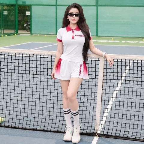 Bộ đồ thể thao nữ GARNET áo polo cổ bẻ tay ngắn quần short vải cá sấu co giãn thoáng mát chơi tennis