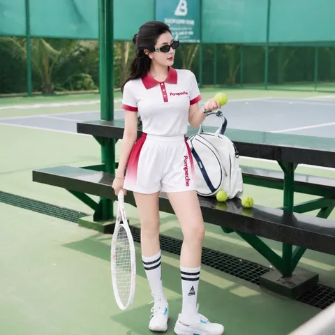 Bộ đồ thể thao nữ GARNET áo polo cổ bẻ tay ngắn quần short vải cá sấu co giãn thoáng mát chơi tennis