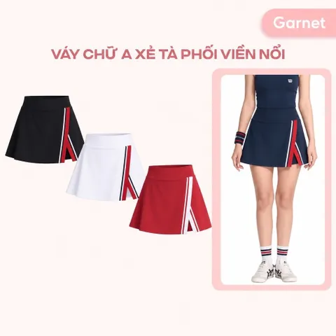 Chân váy thể thao xẻ tà nữ GARNET vải thun lạnh co giãn, siêu nhẹ thoáng mát, phối viền thời trang