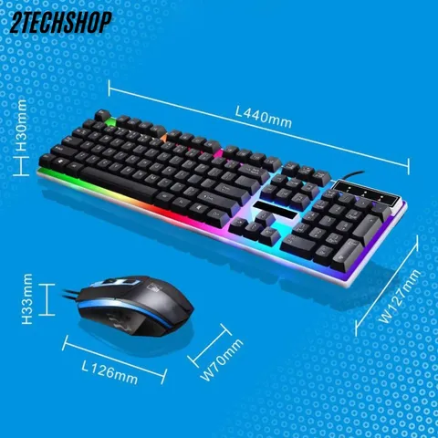 Combo Bàn Phím Giả Cơ Và Chuột Có Dây ATECK G21 - Thiết Kế Công Thái Học, Phím Bấm Êm, Led 7 Màu Cực Đẹp.