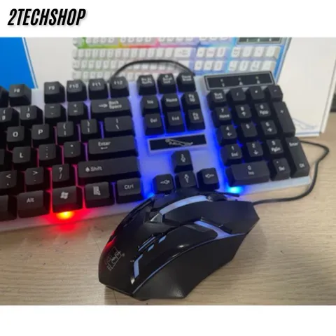 Combo Bàn Phím Giả Cơ Và Chuột Có Dây ATECK G21 - Thiết Kế Công Thái Học, Phím Bấm Êm, Led 7 Màu Cực Đẹp.