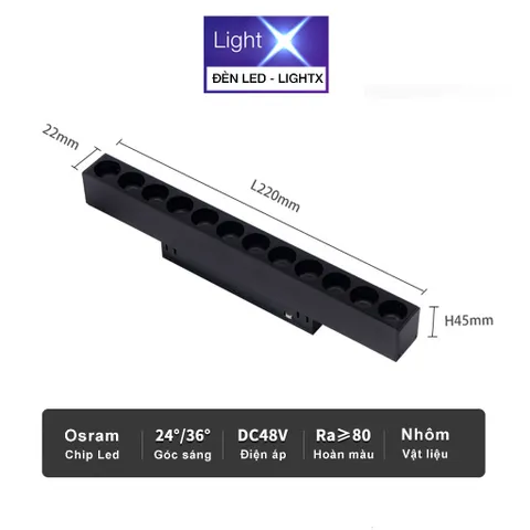 Bộ Đèn Ray Nam Châm, Đèn Rọi Ray Spotlight, Tán Quang, Tiêu Điểm Sử Dụng Chip Led Osram Siêu Sáng Và Tiết Kiệm Điện