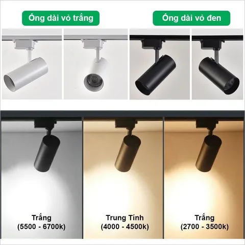 Đèn Rọi Ray ,Đèn Rọi Ống Bơ Cob Công Suất 10w/ 12w / 20w / 30w, Trang Trí Shop- Chưa Kèm Ray