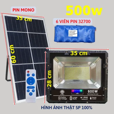Đèn năng lượng mặt trời siêu sáng 1000w, 800w, 700w, 500w 300w, 100w Chống nước Ip67, Bh 2 năm