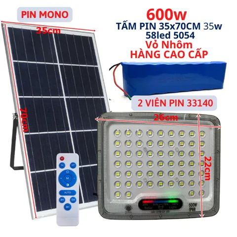 Đèn năng lượng mặt trời siêu sáng 1000w, 800w, 700w, 500w 300w, 100w Chống nước Ip67, Bh 2 năm