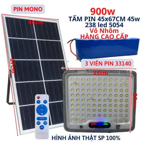 Đèn năng lượng mặt trời siêu sáng 1000w, 800w, 700w, 500w 300w, 100w Chống nước Ip67, Bh 2 năm