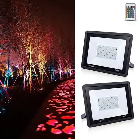Đèn Pha Led Đổi màu RGB 100W 50W Có Điều Khiển Bh 2 năm