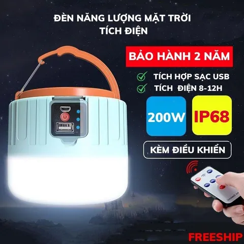 Bóng đèn tích điện 4 cánh có tấm pin năng lượng mặt trời sử dụng từ 6 đến 8 tiếng