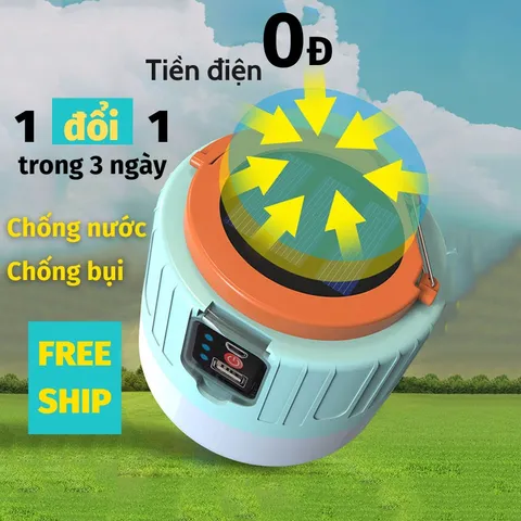 Bóng đèn tích điện 4 cánh có tấm pin năng lượng mặt trời sử dụng từ 6 đến 8 tiếng