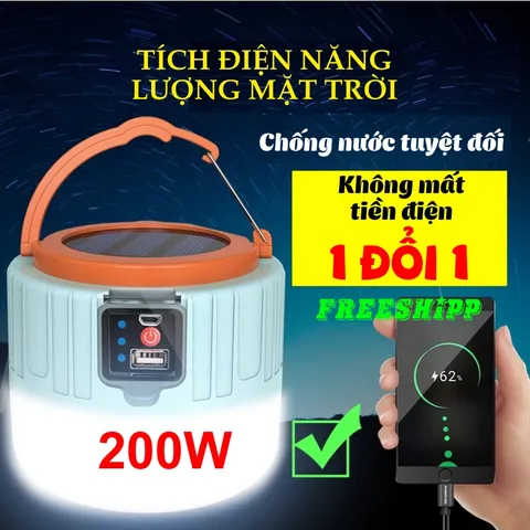 Bóng đèn tích điện 4 cánh có tấm pin năng lượng mặt trời sử dụng từ 6 đến 8 tiếng