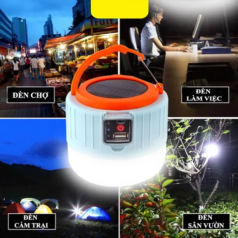 Bóng đèn tích điện 4 cánh có tấm pin năng lượng mặt trời sử dụng từ 6 đến 8 tiếng