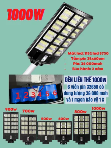 Đèn Năng Lượng Mặt Trời liền thể kép 1200w,1000w, 800w, 700W,400W,300W,Cảm Biến Chuyển Động