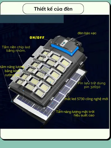 Đèn Năng Lượng Mặt Trời liền thể kép 1200w,1000w, 800w, 700W,400W,300W,Cảm Biến Chuyển Động