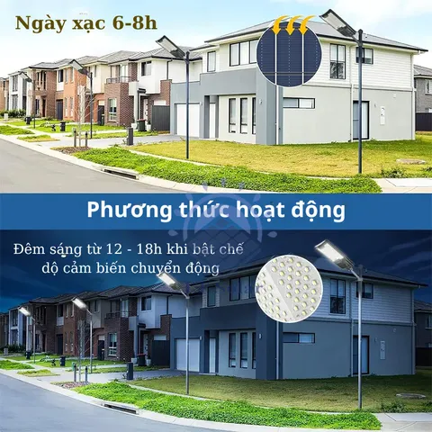 Đèn Năng Lượng Mặt Trời Sân Vườn TT SOLAR Đèn Liền Thể Kép 1200W, 100W, 800W, Cảm Biến Chuyển Động