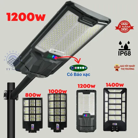 Đèn Năng Lượng Mặt Trời Sân Vườn TT SOLAR Đèn Liền Thể Kép 1200W, 100W, 800W, Cảm Biến Chuyển Động