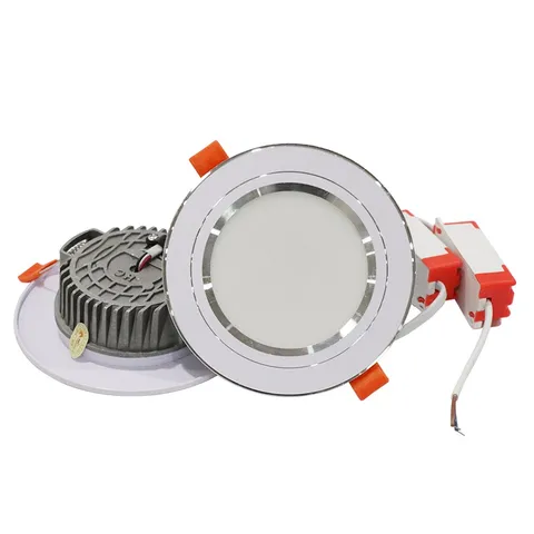 Đèn Âm Trần, mắt trâu, dowlight 7W Đế Tản nhiệt Viền Vàng,Viền Bạc 3 Màu Hàng Việt Nam