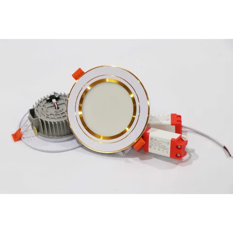 Đèn Âm Trần, mắt trâu, dowlight 7W Đế Tản nhiệt Viền Vàng,Viền Bạc 3 Màu Hàng Việt Nam