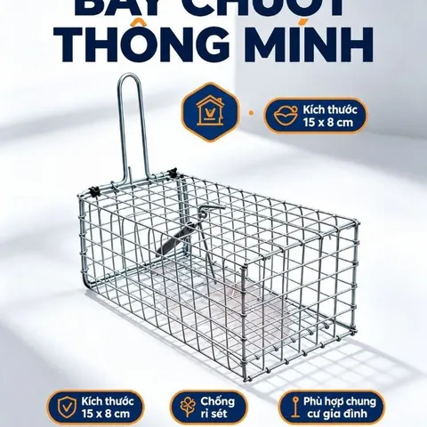 Bẫy chuột thông minh kích thước 15x8cm chống rỉ sét phù hợp gia đình chung cư