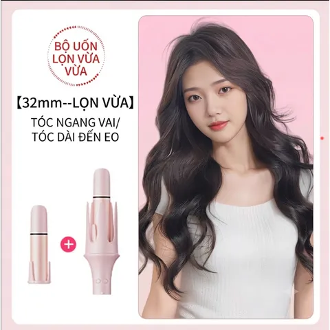 [5 trong 1] Máy Uốn Tóc Tự Động 32mm Ion Âm | Uốn Lọn To, Sóng Bồng Bềnh, Giữ Nếp Lâu