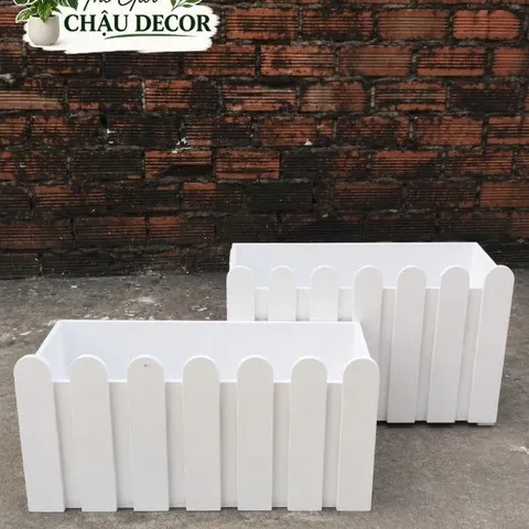 chậu trồng cây hàng rào chất liệu nhựa PVC FOAM siêu nhẹ siêu bền chậu trồng cây ban công chau composite trong cay