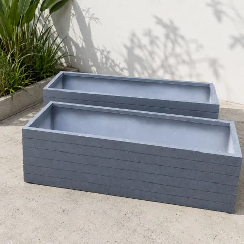 Chậu nhựa Composite Chữ Nhật Trồng Cây Cảnh, Cây Ăn Quả Siêu Bền Nhẹ, Chậu Gỗ Nhựa Ngoài Trời Nhiều Kích Thước