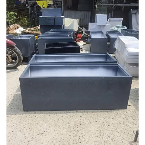 Chậu nhựa Composite Chữ Nhật Trồng Cây Cảnh, Cây Ăn Quả Siêu Bền Nhẹ, Chậu Gỗ Nhựa Ngoài Trời Nhiều Kích Thước