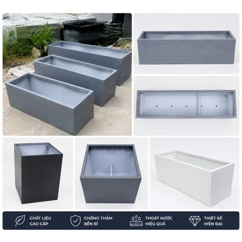 chậu nhựa composite chữ nhật 60×30×30 chậu trồng cây siêu nhẹ