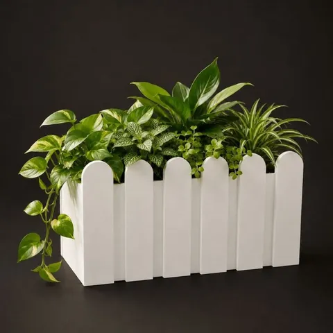 Chậu nhựa composite hàng rào, chậu trồng cây nhiều kích thước chất liệu PVC FOAM siêu nhẹ độ bền cao
