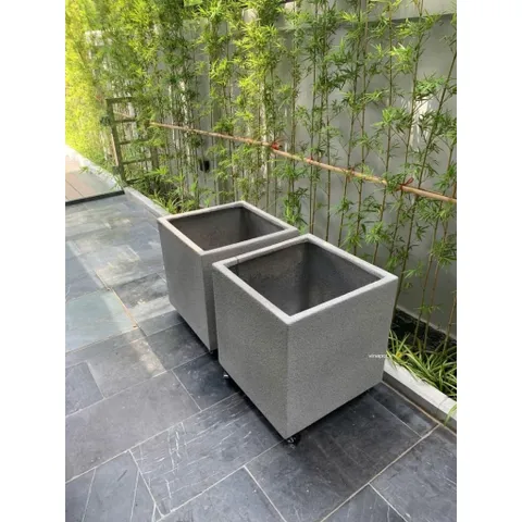 chậu nhựa composite vuông kt d30×r30×c30 chậu trồng cây ban công siêu nhẹ