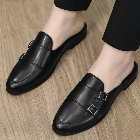 ( Mã D36 ) Giày sục nam MonkStrap da PU cao cấp, giầy sục da mùa hè thoáng khí trẻ trung gắn 4 khóa trang trí đế có khâu 640927