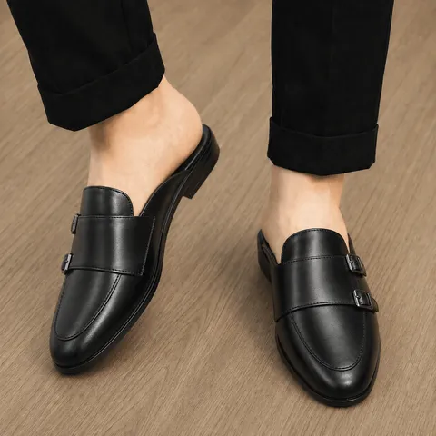 ( Mã D36 ) Giày sục nam MonkStrap da PU cao cấp, giầy sục da mùa hè thoáng khí trẻ trung gắn 4 khóa trang trí đế có khâu 640927