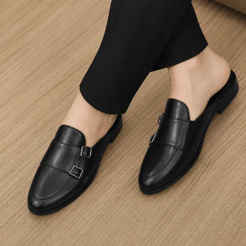 ( Mã D36 ) Giày sục nam MonkStrap da PU cao cấp, giầy sục da mùa hè thoáng khí trẻ trung gắn 4 khóa trang trí đế có khâu 640927